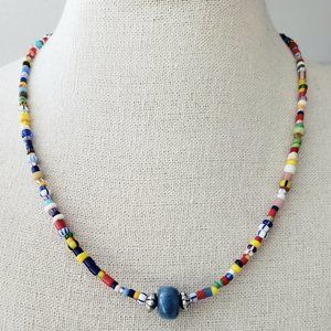 Multicolored Beaded Boho Necklace 16"